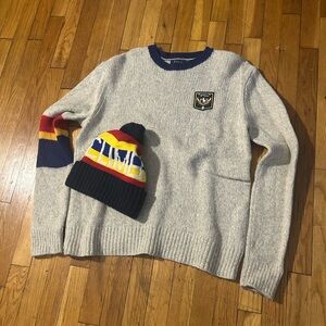 🧗🏾‍♂️ Polo Ralph Lauren Gray Sweater with Patch and Climb Hat Bundle